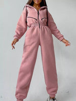 Zip Front Dropped Shoulder Jumpsuit
