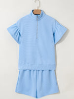 Half Zip Short Sleeve Polo and Shorts Set