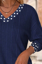 Polka Dot Bowknot Long Sleeve Blouse