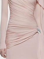 Ruched Draped Long Sleeve Maxi Dress