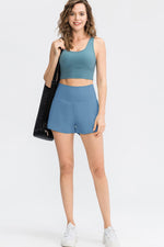 Wide Waistband Sports Shorts with Pockets - Ladyez