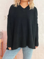 V-Neck Dropped Shoulder Sweater
