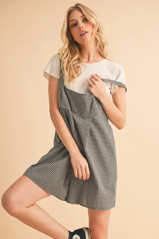 Aemi+Co Plaid Square Neck Romper - Ladyez