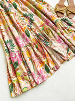 Floral Print Ruffle Hem Skirt