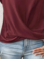 V-Neck Twist Front Top - Ladyez