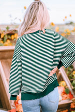 Striped Santa Round Neck Christmas Sweatshirt