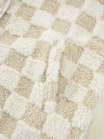 Sherpa Checkerboard Snap Button Vest Coat with Pocket