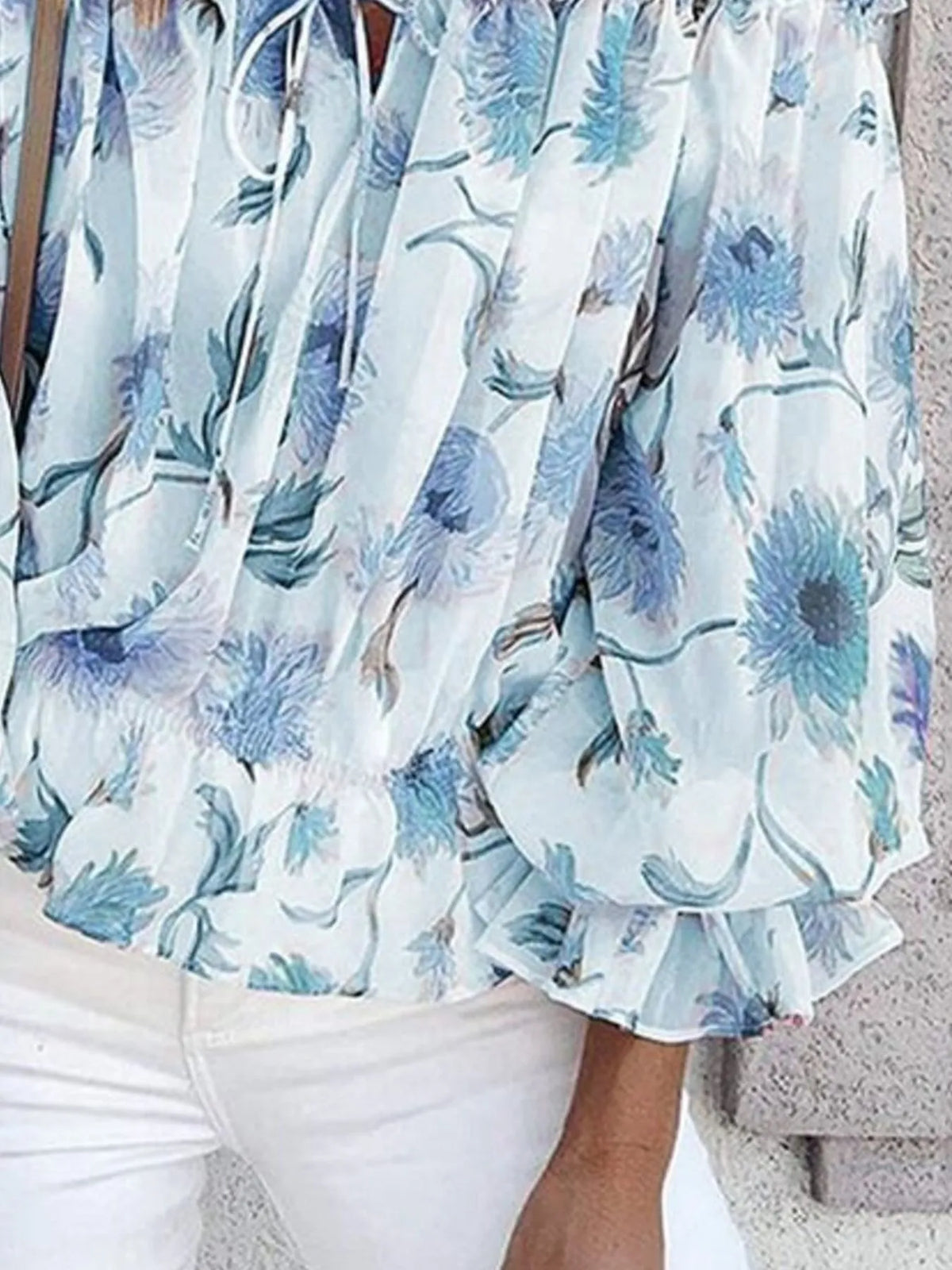 Off-Shoulder Floral Print Blouse - Ladyez