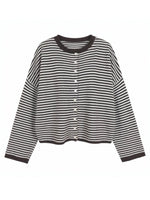 Button-Down Striped Knit Cardigan