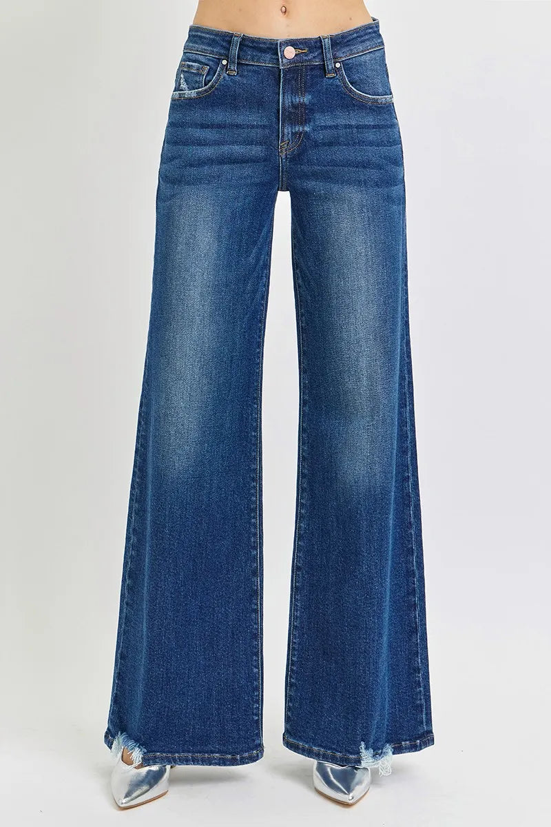 RISEN Full Size Mid Rise Wide Jeans Plus Size - Ladyez
