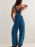 Corduroy Wide-Leg Overall with Adjustable Straps