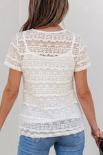 Sheer Lace Short Sleeve Top