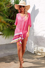 Angel Wings Rainbow Stripe Openwork Slit Cover-Up - Ladyez
