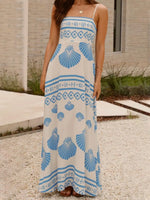 Seashell Print Spaghetti Strap Maxi Dress - Ladyez