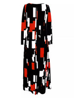 Geometric Print Long Sleeve Maxi Dress