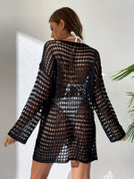 Crochet Knit Long Sleeve Cover-Up