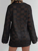 Crochet Knit Tie Front Cover-Up