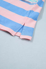 Stripe Exposed Seam Mixed Patchwork Loose Short Set