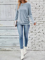 Casual Decor Button Long Sleeve T-Shirt