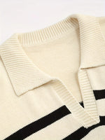 Striped Polo Collar Knit Sweater
