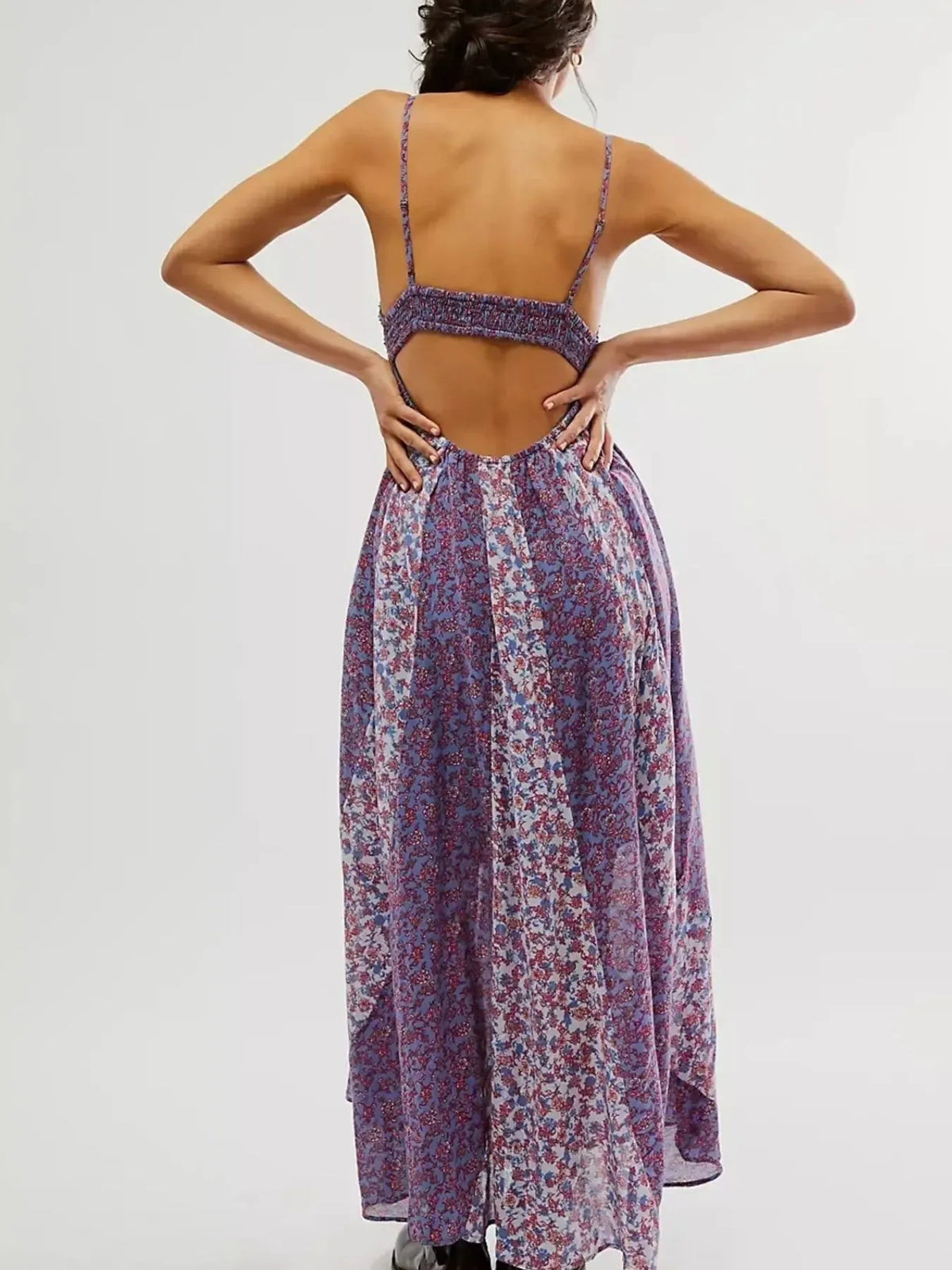 Floral V-Neck Maxi Cami Dress - Ladyez
