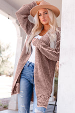 Woven Right Heathered Open Front Longline Cardigan