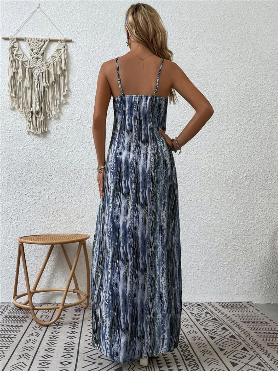 Full Size Printed Scoop Neck Maxi Cami Dress - Ladyez