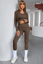 Tank Cropped Active Top and Pants Set - Ladyez