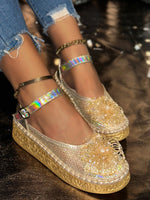 Flower Round Toe Platform Slip-Ons