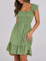 Smocked Ruffle Hem Mini Dress