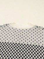 Contrast Color Pattern Lantern Sleeve Sweater