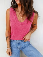Mineral Wash V Neck Tank Top