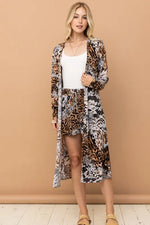 And The Why Animal Print Kimono and Shorts Set