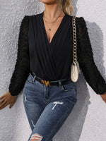 Perfee Surplice Long Sleeve Bodysuit - Ladyez