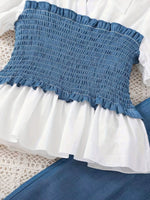 Children's Smocked Blouse and Wide Leg Pants Set