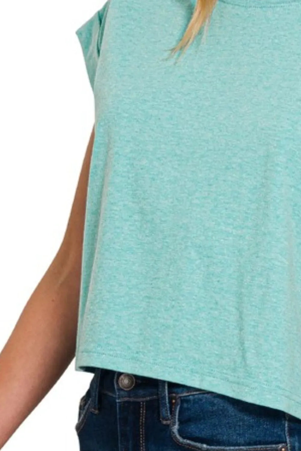 Zenana Rolled Sleeve Crop T-Shirt - Ladyez