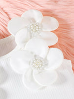 Children's Floral Applique Top & Bow Decor Skirt Set