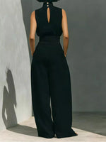 Turtleneck Sleeveless Top and Wide-Leg Pants Set
