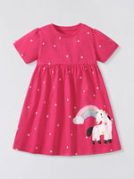 Children's Unicorn Rainbow Short Sleeve Dress