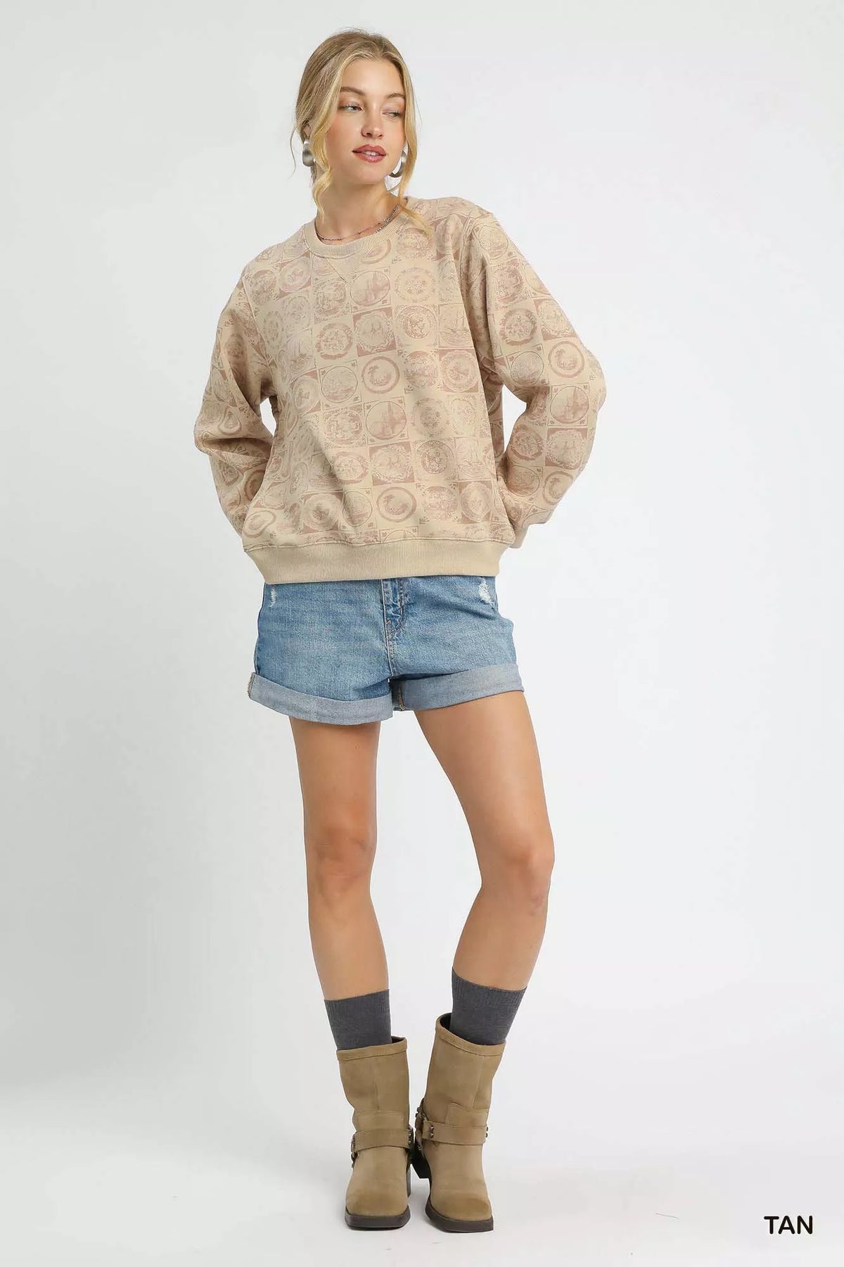 Umgee Coin Stamp Print Sweatshirt