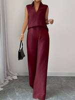 Sleeveless Top and Wide Leg Pants Set