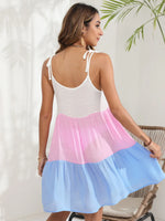 Color Block Spaghetti Strap Cover-Up Dress - Ladyez