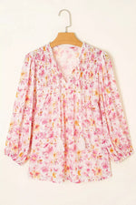 Floral Print Tie-Neck Blouse