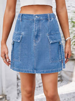 Casual Cargo Denim Skirt