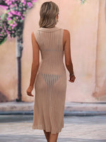 Openwork Johnny Collar Cover Up Dress - Ladyez