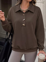 Polo Collar Dropped Shoulder Sweatshirt