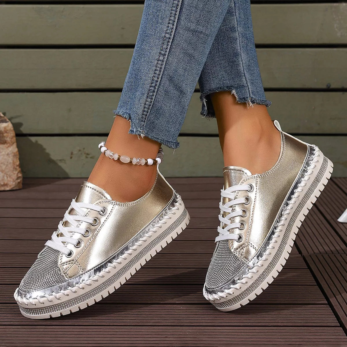 Round Toe Platform Sneakers