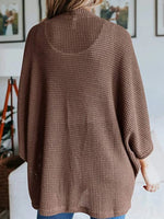 Full Size Open Front Waffle Knit Cardigan Plus Size