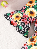 Children's Floral Bell Sleeve Top and Pants Set