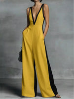 Deep V-Neck Wide-Leg Jumpsuit